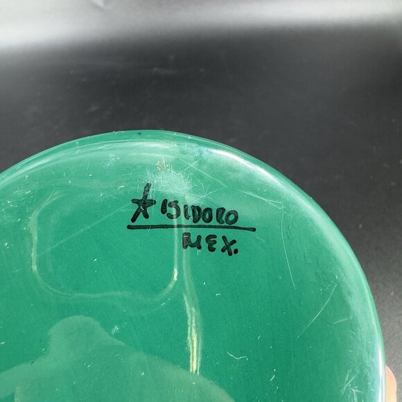 Mexican Pottery RedWare Trinket Dish Holder Container Sun Shaped Isidoro Signed - Picture 5 of 15